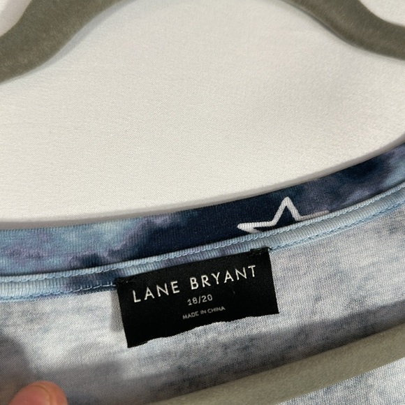 Lane Bryant Blue Tie Dye Star Babydoll Knit Stretchy Top - Picture 5 of 7
